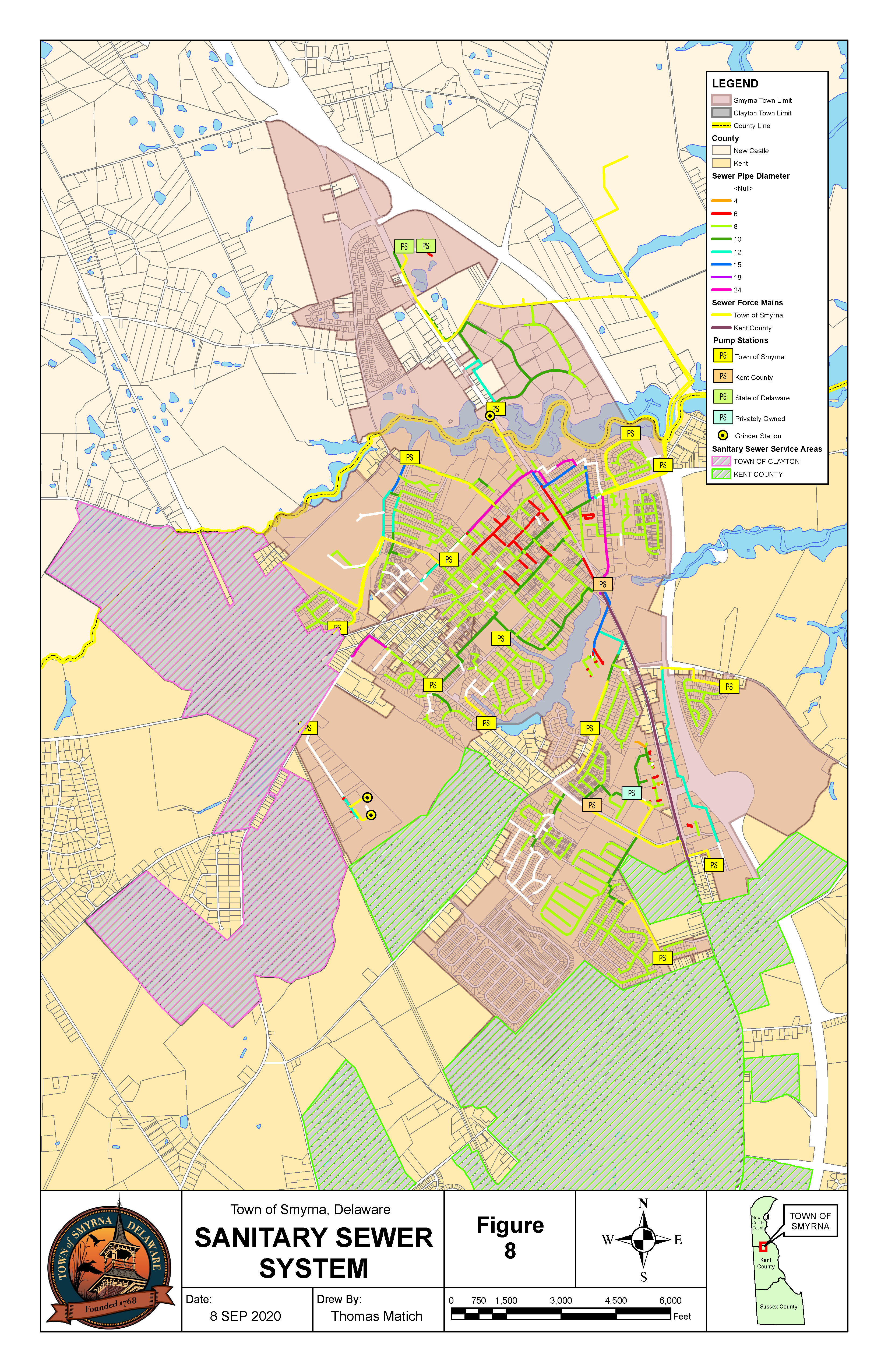 Figure 8: Sanitary Sewer Facilities Map 2020